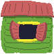 An image of a playhouse with open windows